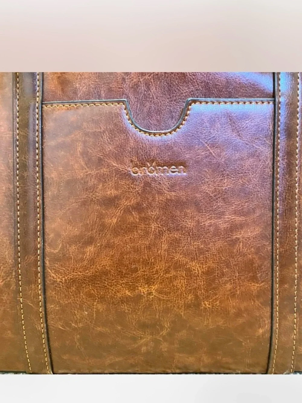 Bromen Vegan Leather Laptop Structured Tote Bag